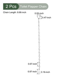YOKIVE 2 Pcs Toilet Flapper Chain, 304 Stainless Steel Toilet Flapper Lift Chain Replacements, Great for Toilet Flapper (Silver, 8.66-Inch)