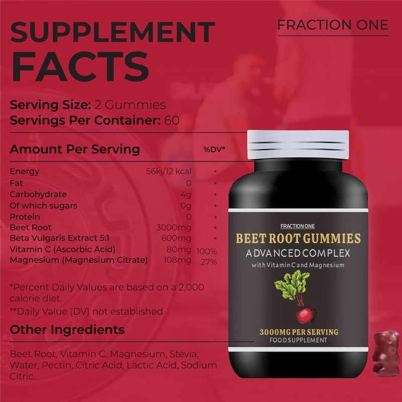Beetroot Gummies - 3000mg - 5:1 Extract - 120 Gummies