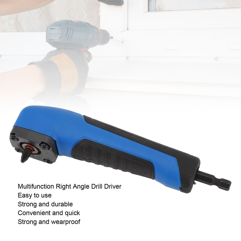 5.9in Right Angle Drill Attachment ABS Alloy Steel Ergonomic Blue