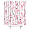 GCTNBJL Christmas Shower Curtain Pink Xmas Tree Stars Rustic Farmhouse