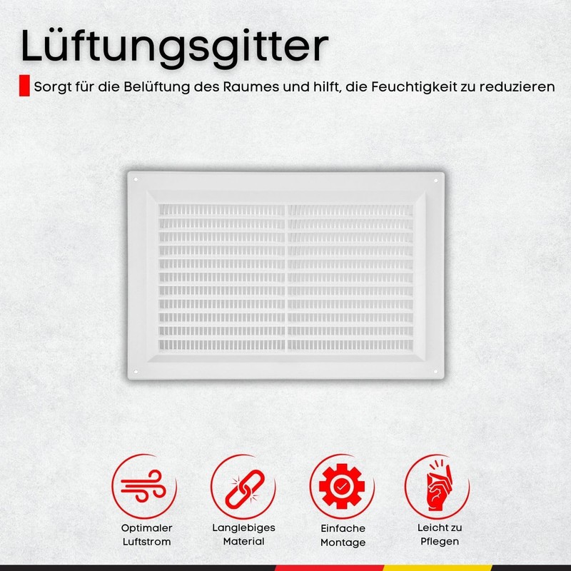 Steinberg14 White Ventilation Grille 250 x 170 mm - Plastic