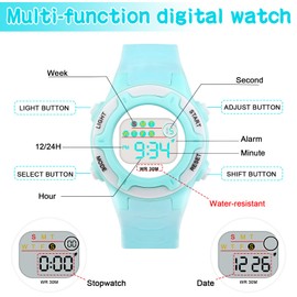 CKV Kids Digital Watch with Backlight, 3ATM Waterproof Wrist Watch for Boys Girls, Time Learning Wristwatch for Kids/Teens for 4-15 Years Old