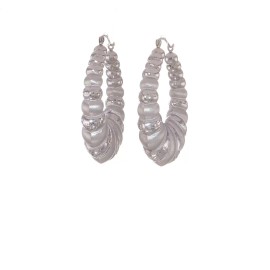 Unbranded 41mm Sterling Silver Rhodium-Plated Shrimp Hoop Earrings