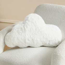 YRXRUS Cloud Pillows, White Cloud Shaped Pillow, Decorative Throw Pillow Gifts, Cute Plush Room Decor, Fluffy Faux Rabbit Fur 9.5"x16" Pillows for Living Bedroom Kids Room