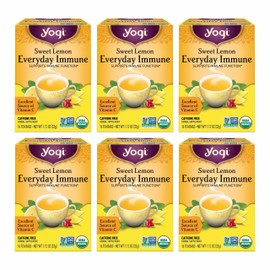 Yogi Tea Sweet Lemon Everyday Immune Tea - 16 Tea Bags per Pack (6 Packs) - Daily Immune Support Tea - Delicious Lemon Tea Bags - Includes Tulsi, Lemongrass, Rose Hip, Lemon Peel & More