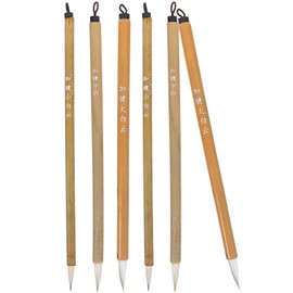 VILLCASE 6pcs Chinese Calligraphy Brush, 3 Sizes Chinese Calligraphy Brush Set Writing Brush Japanese Sumi Brushes Bamboo Drawing Painting Brush Maobi Kanji Brushes for Beginners Students