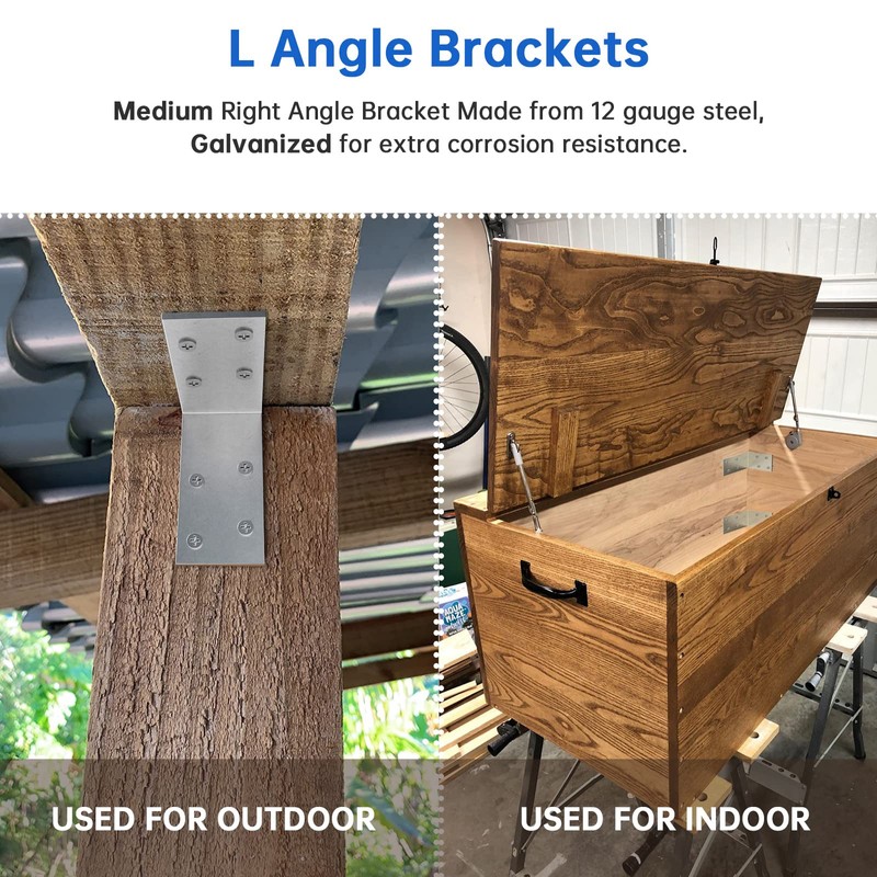 KOMOHOM （15-Pack） Heavy Duty 12-Gauge Galvanized Steel L Brackets, 3"x3"