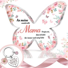 QUANMAITONG Mum Gift for Women, Birthday Gift for Mothers, Mother's Day Birthday Gift for Mum, Acrylic Butterfly Plaque Mother Gift