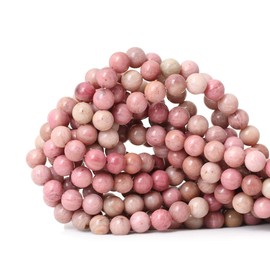 CHEAVIAN 45PCS 8mm Natural Rhodochrosite Gemstone Smooth Round Loose Beads for Jewelry Making DIY Findings 1 Strand 15"