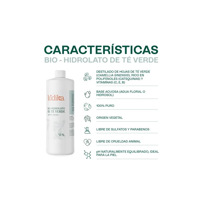 Hidrolato De Té Verde Facial Orgánico 1 L