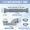Low Profile Shower Drain 1 1/2 Flexible P Trap Kit