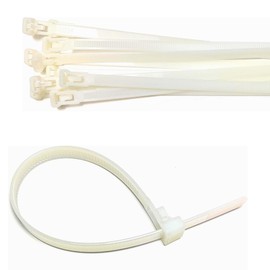 Plastic Releasable Cable Ties Premium 300mm x 7. 2mm Large Reusable Zip Ties, 50-Pack (White)