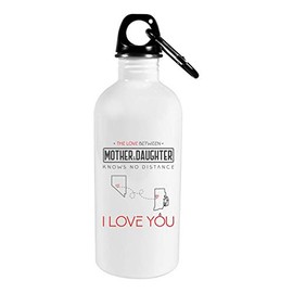 The Love Between Mother & Daughter Knows No Distance Nevada State And Rhode Island State I Love Mom! - Mother's Day Gift From Daughter 20oz Stainless Steel Water Bottle