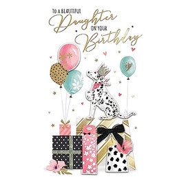 Daughter Birthday Card Embellished Dalmatian Dog Champagne Greeting Card JGS712
