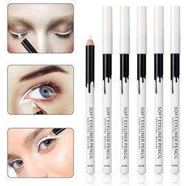 6 White Eyeliner Pencils for Professional Use as Highlighters, Soft, Waterproof, Long Lasting Eyeshadow Eyeshadow Eyeshadow Pen Lipline Pen Eyelid Pad