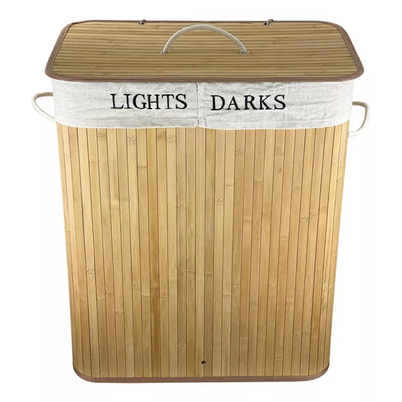 Makom Home Cesto Para Ropa Sucia De Bambu Con Division