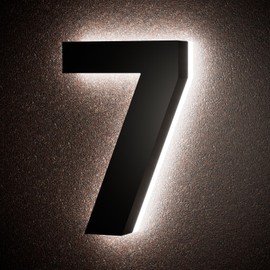 6 Inch Backlit House Numbers for Outside, Stainless Steel, LED Illuminated Home Address Number, Modern Lighted Address Signs for Houses, Restaurant, Waterproof