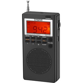 ZHIWHIS Portable Radio, AM FM Stereo Receiver, DSP Small Pocket Radios Operated by AA Batteries, Digital Clock/Presets/Start Timer/Sleep Timer for Walking/Running ZWS-903