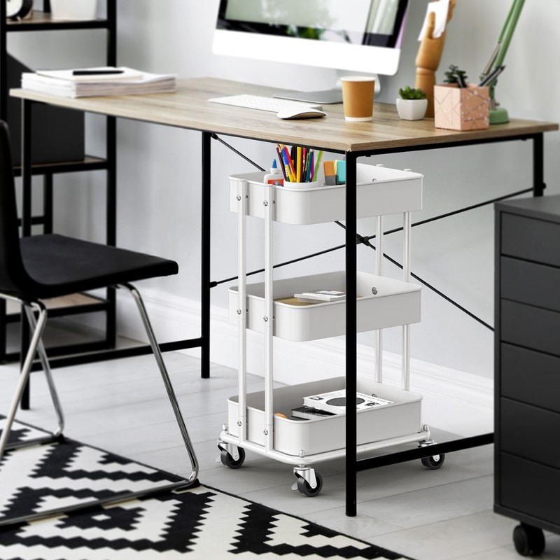 Simple Houseware 3-Tier Compact Utility Rolling Cart, Low 24” Height