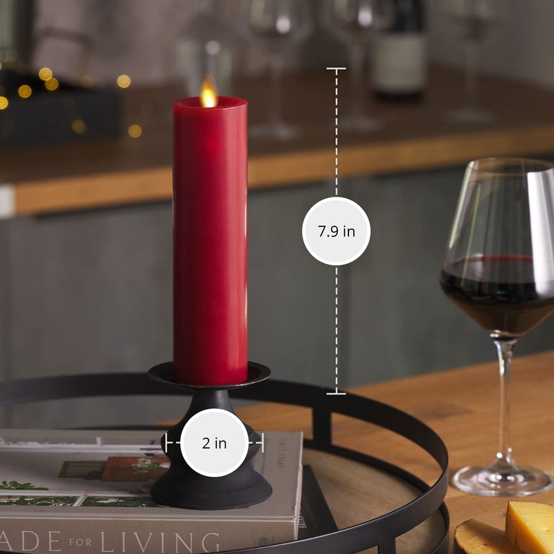 Luminara Classic Slim Flameless LED Candle, Burgundy 2" x 7.9",