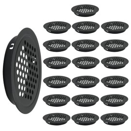 Unlorspy 20 Pcs Circular Soffit Vents 2.1 Inch(53mm) Stainless Steel Round Soffit Vents Round Vent Mesh Hole Louver for Kitchen, Cabinets, Wardrobes and Shoebox (Black,Flat)