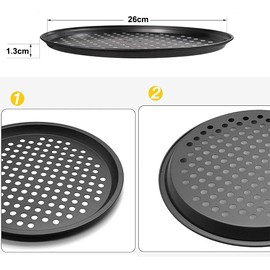 YuanYouTong Pizza Tray for Oven Non Stick, 10 inch Round Perforated Pizza Baking Tray, Carbon Steel Pizza Pans with Holes, Fridge and Freezer Safe