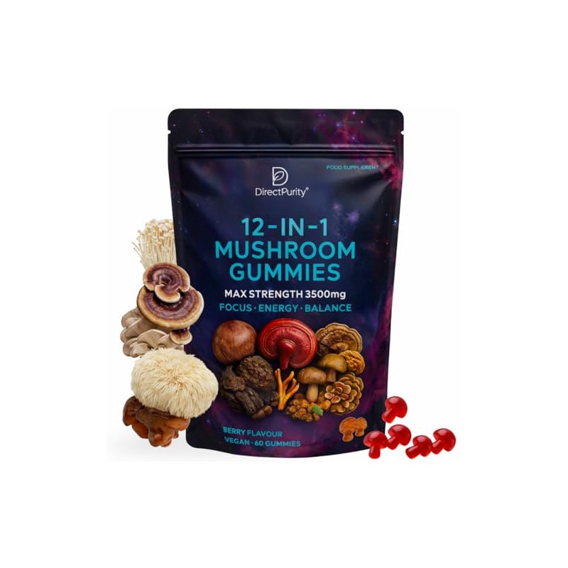 12-in-1 Mushroom Gummies Complex – 3500mg Includes,Lions Mane and Reishi