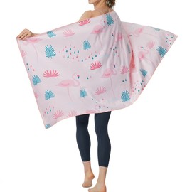 Novetec Double Sides Microfibre Beach Towel Quick Dry, Large 80 * 160cm Sand Free Lightweight and Super Absorbent Towels for Travel, Swimming, Holiday,Camping,Yoga Gym Sports (80×160cm, Flamingos)