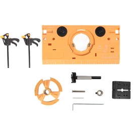 Giftprod Hinge Jig Drill with Two Clamps 35MM Concealed Hinge Jig Boring Hole Drill Guide Cutter Bit Set, Suitable for Face Frame Cabinet Cupboard Door Hinges (Yellow New)