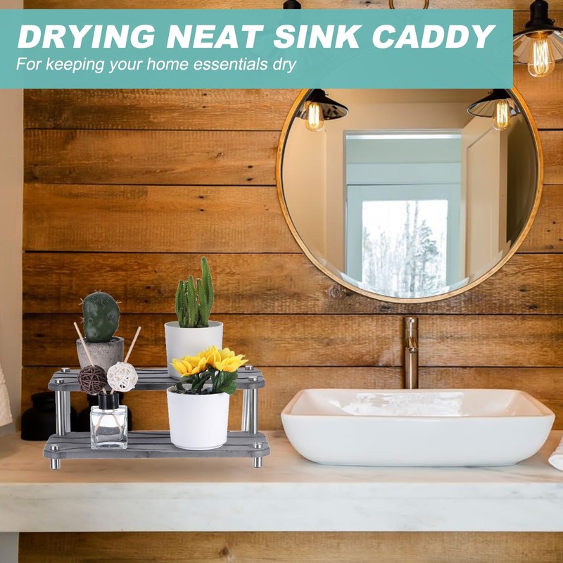 QUARKZMAN 2-Tier Instant Dry Sink Organiser, Kitchen Sink Caddy Sponge