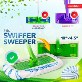 Millifiber Microfiber Reusable Mop Pads Compatible with Swiffer Sweeper (6-Pack) Washable Mop Pads for Wet & Dry Use (Handle is Not Included)