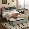 Vecelo Bed Frame with Storage Headboard Power Outlet Full Queen