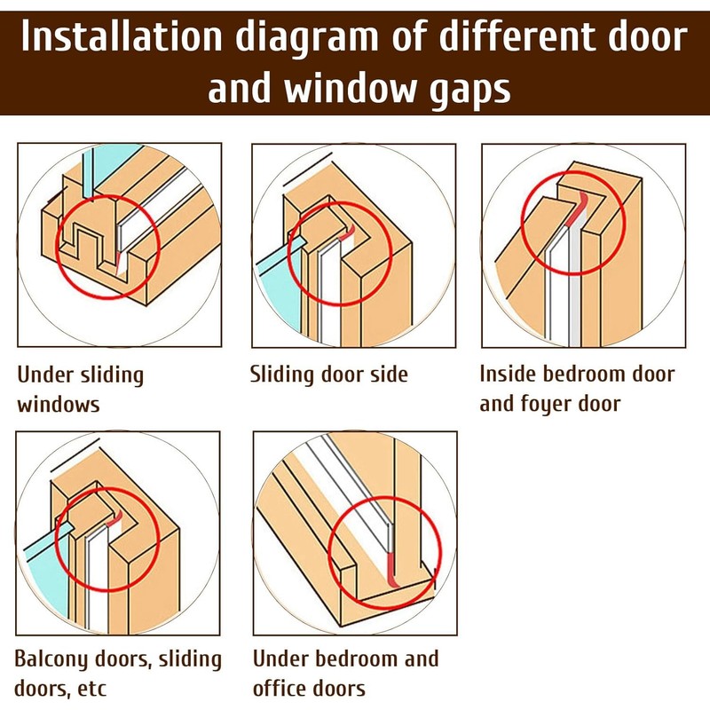Tira de Sellado de Ventanas Autoadhesiva,Guardapolvos para Puertas,Burlete Bajo Puerta