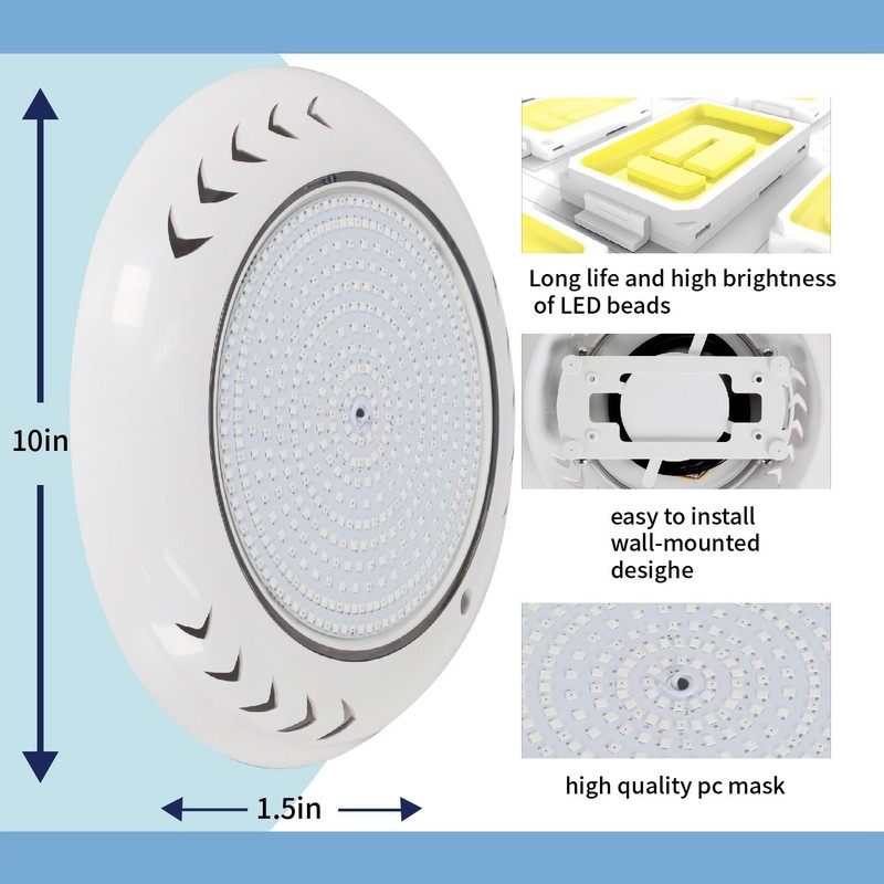 PGGBOO LED Pool Light for Inground Aboveground Pool, 12V 36W
