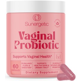 Sunergetic Probióticos vaginales premium para mujeres probiótico vaginal de lactobacilos clínicamente estudiado con prebióticos y arándanos para...   