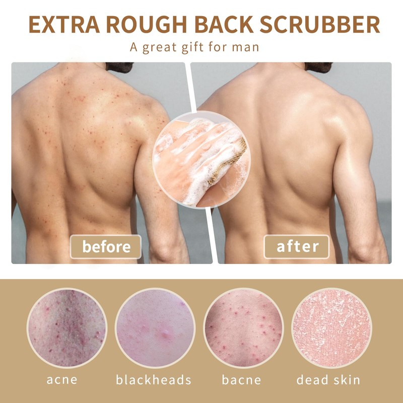 Extra Rough Exfoliating Back Scrubber,Natural Body Exfoliator for Workers Athletes