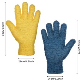 2 pares de guantes de microfibra para plantas, guantes de limpieza de polvo, guantes de limpieza para casa, coches, persianas para el polvo (amarillo, azul oscuro)