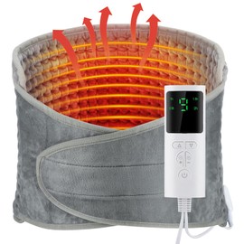 Compresa Caliente Electrica, 126x30 Almohadilla Eléctrica Segura y Lavable con Correa Adjustable, Cojin Electrico Caliente para Fisioterapia, Dolores de Espalda, Rodilla, Piernas, Hombros y Más, Manta Termica con 9 Ajustes de Temperatura y 3 Ajustes de T