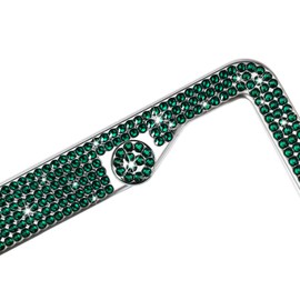 TZARROT Bling License Plate Frame for Women, Green Diamond Rhinestone License Plate Frame Emerald Bling Car Accessories for Women Girls, Bedazzled Sparkly