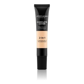 Jordana Base de maquillaje líquida Jordana Foundation + Concealer 2-IN-1 CONCEALER & FOUNDATION COMPLETE COVER 2-IN-1 CONCEALER & FOUNDATION tono 1 fair beige - 1floz