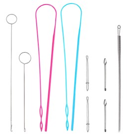 Roucerlin 9 Pieces Drawstring Threader Tool Set, Drawstring Puller Tool with Plastic & Spring Drawstring Threaders, Loop Turner, Rope Threader Clip, Drawstring Threading Tool Kit for Jackets Hoodies