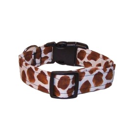 Handmade Wet Nose Designs Colorful BROWN Moo Dog Collar Cow Spots Western Cowboy - M 3/4" Width