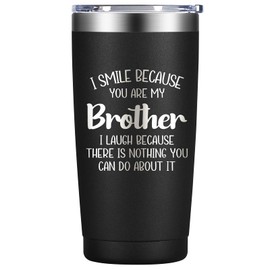 WOELIVE Gifts for Brother - Brother Gifts from Sister - Christmas Fathers Day Birthday Gifts for Brother - 20oz Insulated Stainless Steel Brother Tumbler Coffee Cup, Black