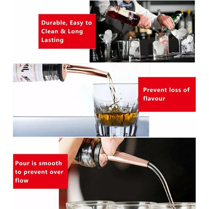 Meiso Dosificador Metal Pack 6 Ac. Inox., Botella, Aceite, Barra.