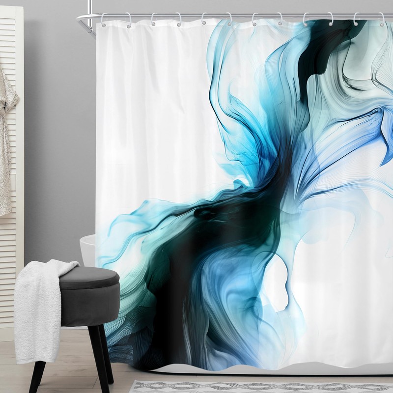 Green Boho Mid Century Tropical Monstera Gold Bathroom Shower Curtain