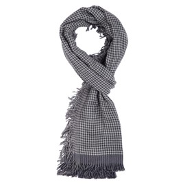 ROYALZ Scarf for Men Neckerchief Checked or Striped 100% Cotton Men's Scarf Men's Scarves Stripes Checked Light Soft - All Year Round Multicoloured, Dark grey/white