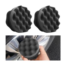 Zpana 2PCS Car Tire Dressing Applicator Pads, Reusable Hex Grip Tire Shine Polishing Sponge Wash Brush, Foam Vehicle Wheel Detailing Supplies, Universal for SUV, Truck, RV (Black)