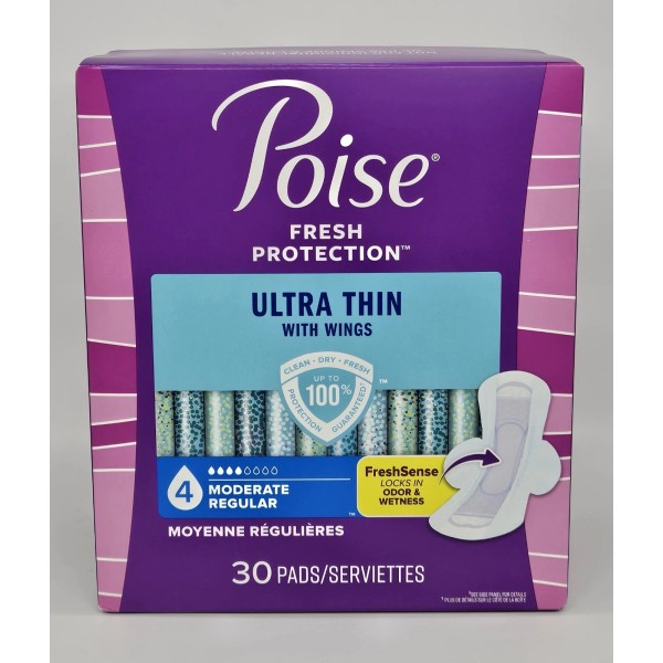 Poise Fresh Protection Women's Ultra Thin Wings Incontinence Pads 4
