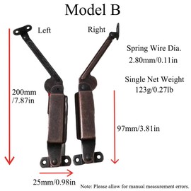 Lid Support Hinges Bronze Spring Latch Hinge Left Right Door Buffer Hinge Furniture Hardware for Wooden Chest Cabinet Sofa Box 2.8mm Spring Wire Diameter 1 Pair