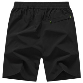 Gopune Men's Outdoor Moisture-Wicking Quick Dry Shorts, Sports, Running, Includes Zippered Pocket, 02black